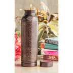 INDIAN ART VILLA Copper Antique Embossed Design Water Bottle – 900 ML, Pure Copper Ayurvedic Water Bottle for Drinkware & Storage, Ideal for Home, Office, Travel, and Gifting