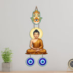Artvibes Meditating Buddha Wall Hanging with Hamsa Hand and Evil Eye Protection Charm | Spiritual Home Decor for Meditation and Mindfulness | Decorative Hanging for Living Room | Yoga Space (WH_8599N)