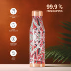 MILTON Copper Charge Design Water Bottle, 850 ml, Crafted | Lacquer Coating, Curved bottle | Diwali | Festive | Gifting | Yoga | Home | Kitchen | Vedic