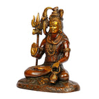 ARTVARKO Lord Shiv Shankar Shiva Brass Metal Murti Bhagwan Bholeynath Statue for Puja Home Décor Copper Gold 10 Inch.