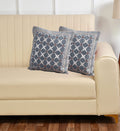 DECOMIZER Jacquard Geomteric Cushion Covers 16 inch x 16 inch Set of 2 Ethnic Motifs Cushion Covers,Design- Criss-Cross,Color- Grey