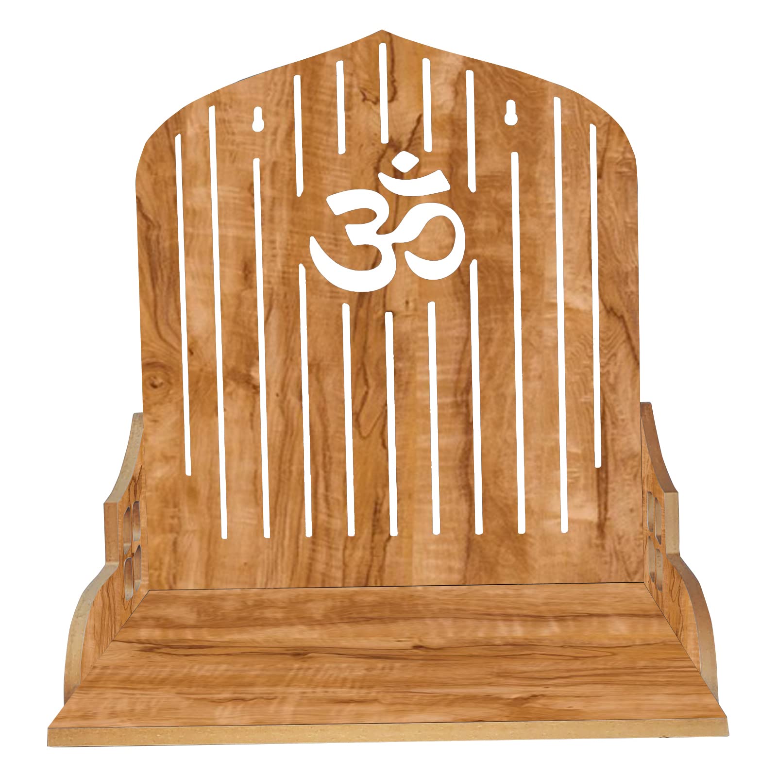 LINGAZ Wooden New Wall Mounted Hanging Puja Temple Stand for Home, Shop and Office
