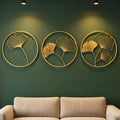 DSH CRAFTING YOUR CURIOSITY Metal Round Shaped Beautiful Leaf Wall Decor Wall Arts Perfect For Living Room Hotel Restaurant Bedroom Drawing Room. (Set Of -3)