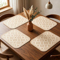 TheTableTales Placemats Pack of 4, Premium Waterproof Heat Resistant Dining Table Mats | Washable PU Leather Mats for Dinner | Non Slip Pad for Home Kitchen Restaurant (45 x 30 cm, Lotus Casa) Kafalo