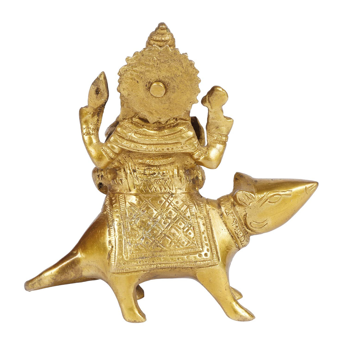 Svarup Brass Mooshak Ganesha Idol in Gold Color Height 6 Inch Weight 0.61 Kg