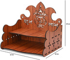 GOJEEVA KRAFT Engineered Wood Hand Crafted Carved Pattern Home Temple for Idols Temple for Home and Office I SUBH LABH Kalash | Set Top Box Stand I Wooden Mandir (Pack of 1) (Medium)