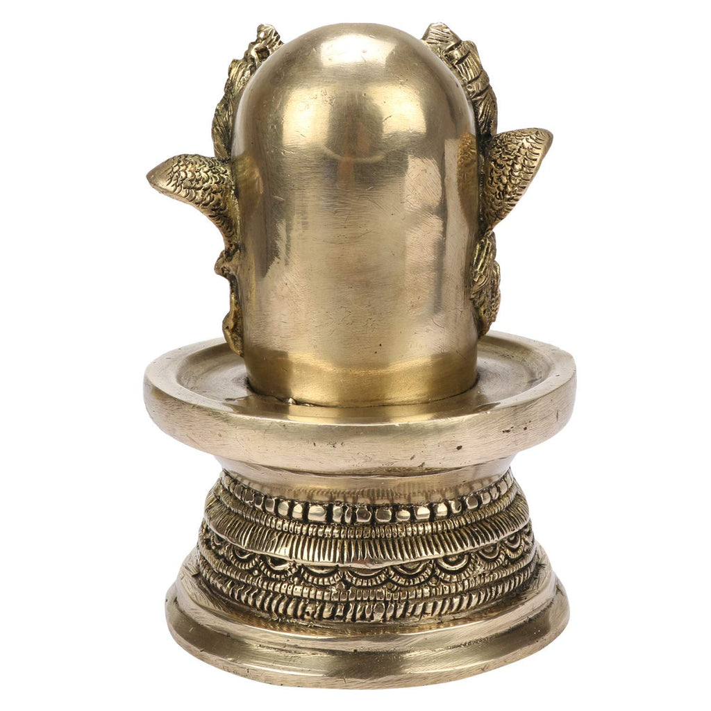 ARTVARKO Brass Metal Large Shivling Murti Idol Three Faces Shiva Shivlingam Puja Statue God Figurine for Home Decor Temple Showpiece