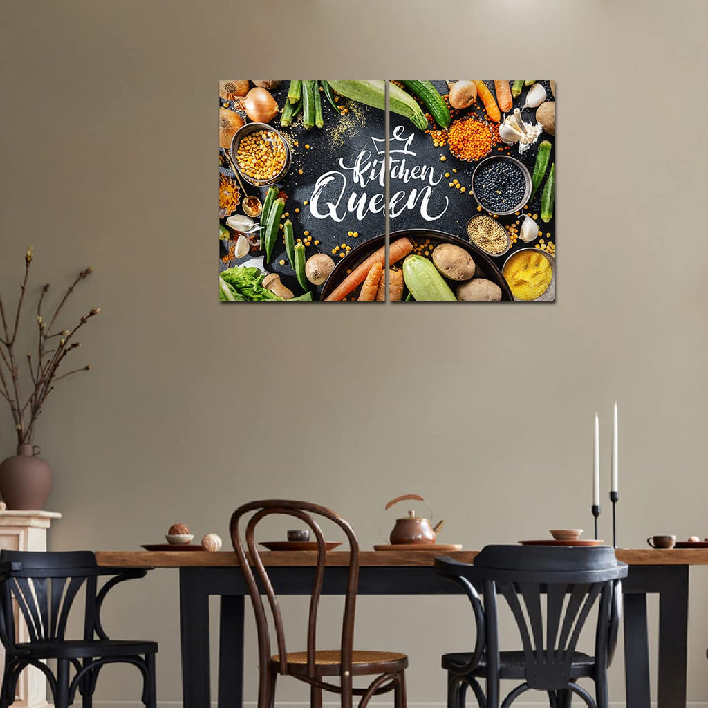 VIBECRAFTS 2 Pieces Kitchen Canvas Wall Painting Fitted With Wooden Frame For Home | Office | Living Room | Gifts(PTVC2Pcs1_17512)