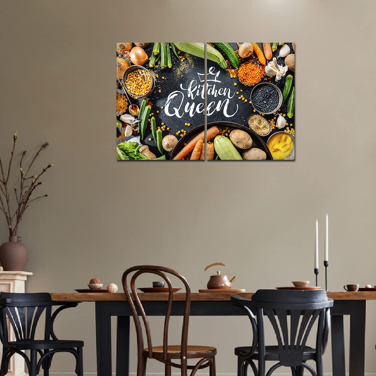 VIBECRAFTS 2 Pieces Kitchen Canvas Wall Painting Fitted With Wooden Frame For Home | Office | Living Room | Gifts(PTVC2Pcs1_17512)