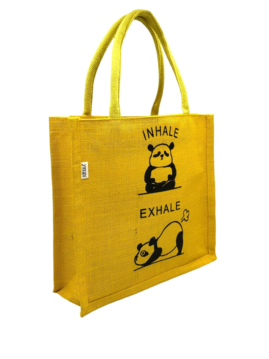 JUTEKA Printed Eco Friendly Jute Bag with Zipper Closure and Premium Cotton Handles for Lunch, Grocery, Tiffin, Office, Shopping