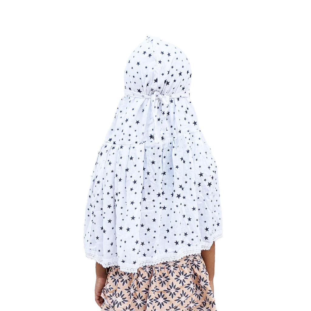 Hetzon Sales Girl's Scarf | Cotton Made for Full Face Cover | Head Cover | Hair Face Protection | Sun Protection | Dust Protection (Black Star Baby Scarf)