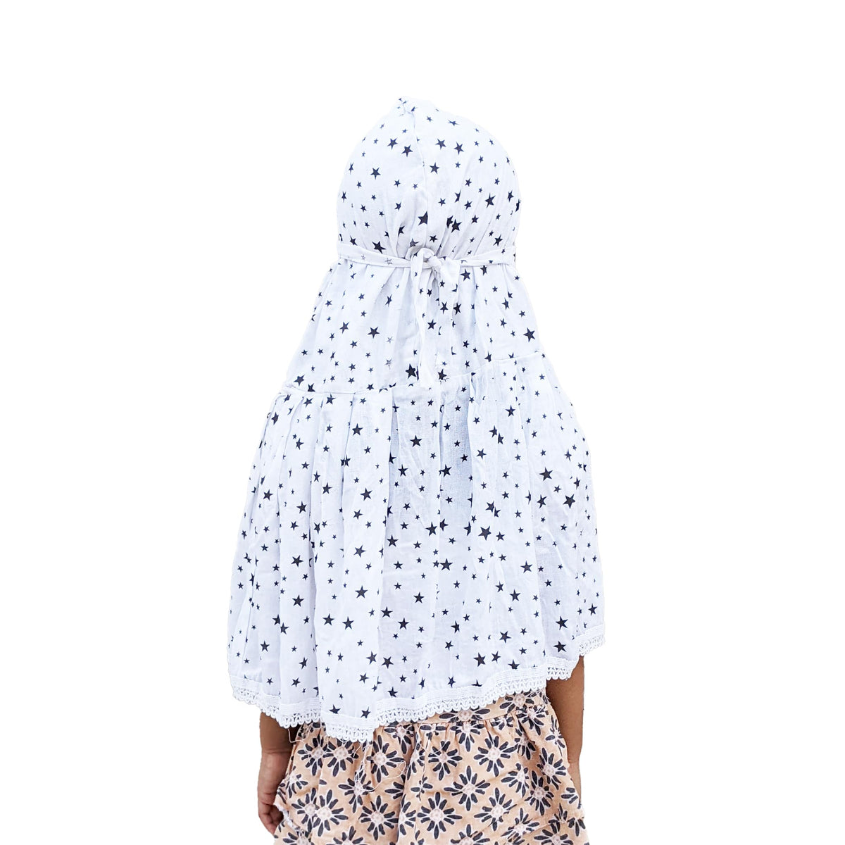 Hetzon Sales Girl's Scarf | Cotton Made for Full Face Cover | Head Cover | Hair Face Protection | Sun Protection | Dust Protection (Black Star Baby Scarf)