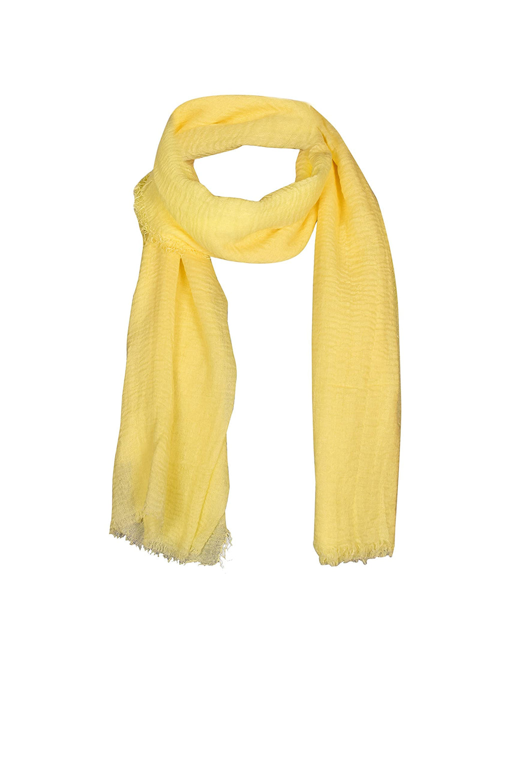 Iba & Isba Women's Plain Crinkled Scarves, Stoles, Hijab (76 x 36 inch) (Lemon)