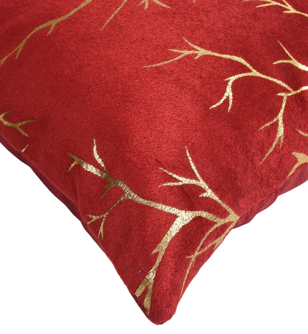 Stuffique Velvet Foil Cushion Covers Decorative Merry Christmas 18 inch x 18 inch Set of 2, Maroon