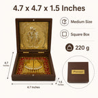 Radha Krishna Design Charan Paduka Pocket Temple for Pooja Room, Home Mandir, Car Dashboard & Prayer Space | Pearl & Brown Finish | Spiritual Gift & Housewarming Gift (Brown, Medium)