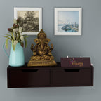 ETIQUETTE ART Wall Mounted Hanging Puja Temple Shelf with Drawer Stylish Wood God Stand for Pooja Room Mandir Stand for Temple (Brown)