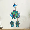 Artvibes Decorative Fish Evil Eye Hanging for Home Entrance | Nazar Battu MDF Wall Decor | Vastu Wall Art for Living Room | Bedroom | Balcony | Main Door & Office | Gift Item (WH_8534N)