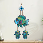 Artvibes Decorative Fish Evil Eye Hanging for Home Entrance | Nazar Battu MDF Wall Decor | Vastu Wall Art for Living Room | Bedroom | Balcony | Main Door & Office | Gift Item (WH_8534N)