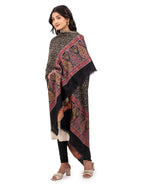 Naureen Women Pashmina Blend Kani Shawl with Paisley and Floral Border, Warm and Soft, 40x80 inch