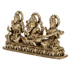 ARTVARKO Brass Laxmi Ganesha Saraswati Idol Lakshmi Ganesh Sarasvati Murti Statue Pooja Gift and Home Décor (Small Size 13.5x3x7 cm, 275 Gram)