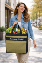 Canvas Shopping Bag Big Heavy Duty Large Eco Cotton Cloth Grocery Shopping Bag for Men Ladies Vegetable Milk Fruits with Hand Carry Handle Lunch Box Jhola Tote Bags Medium Size 48x40x18 Green