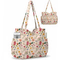ZippyLiva Floral Corduroy Tote Bag - College Bags for Girls Stylish