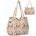 ZippyLiva Floral Corduroy Tote Bag - College Bags for Girls Stylish