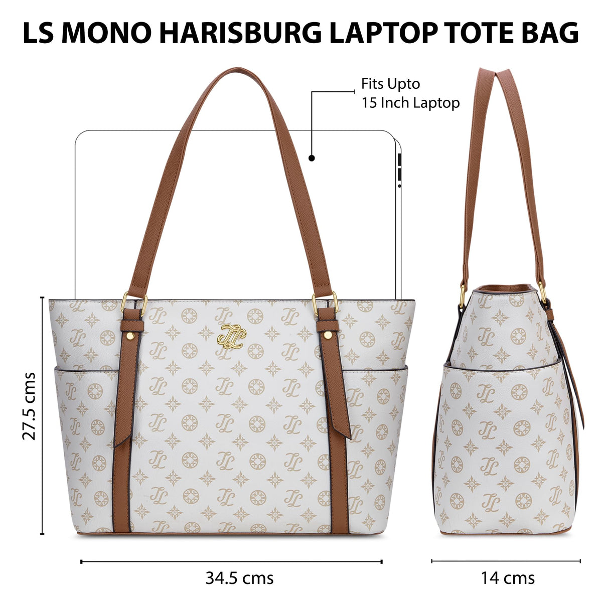 Lavie Signature Women's Harisburg Monogram Tote Laptop Bag | Tote Laptop Bag for Work | Ladies Purse | Stylish Shoulder Bag | Gift for Women