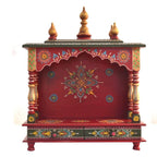 Jodhpur Handicrafts Wood Home Temple (20 x 12 x 24 inch, Red)