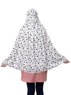 7 season's Cotton Long Women's Scarf Cum Mask With Velrco Closer | Usable For Vehical Driver | White Printed Design | Universal Size | For Girl & Woman, (female)