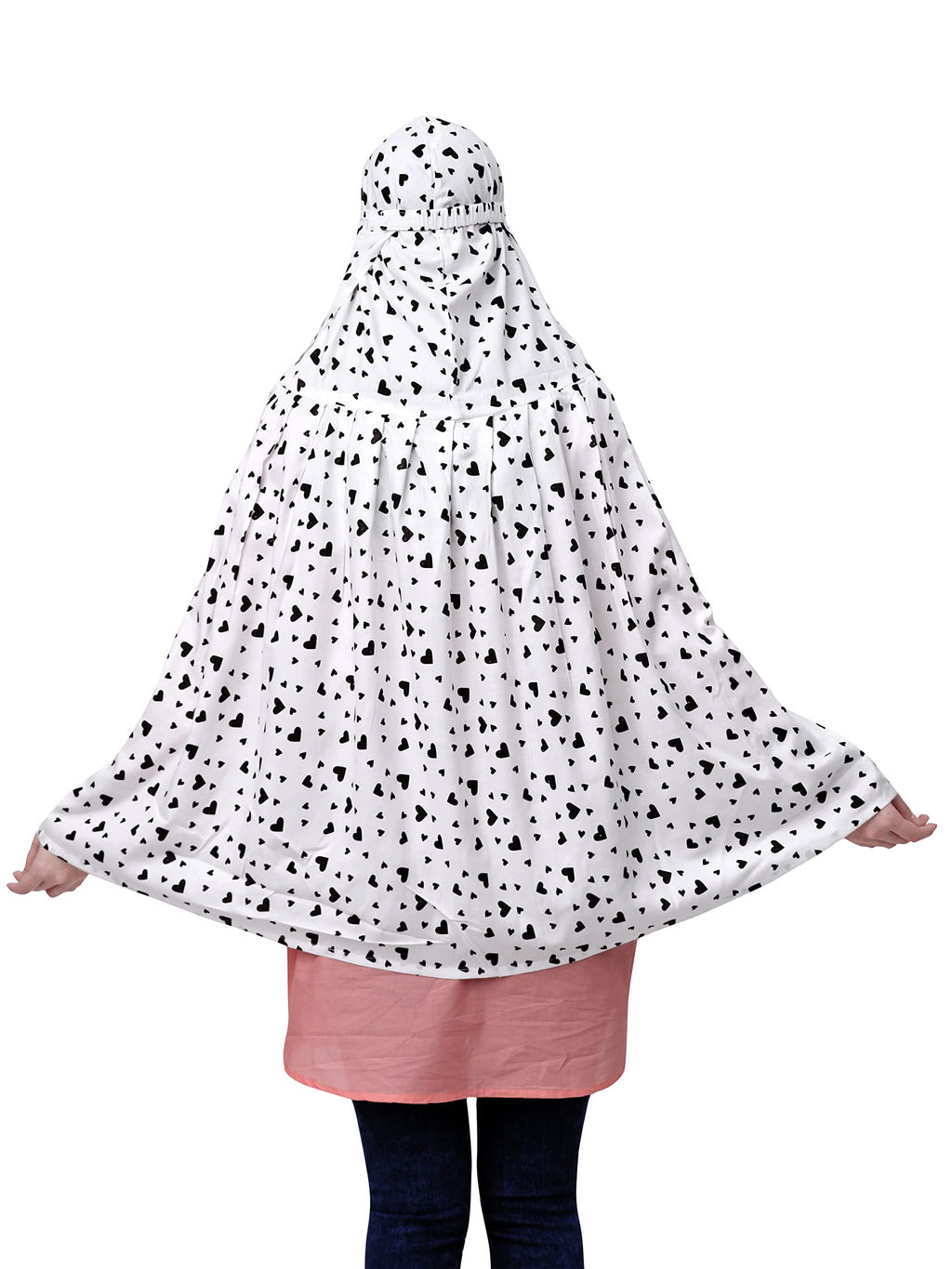 7 season's Cotton Long Scarf Cum Mask Universal Size Usable For Vehicle Driver For Sunlight UV Protection White Printed Design For Girl & Women (Long Black Heart) For Female