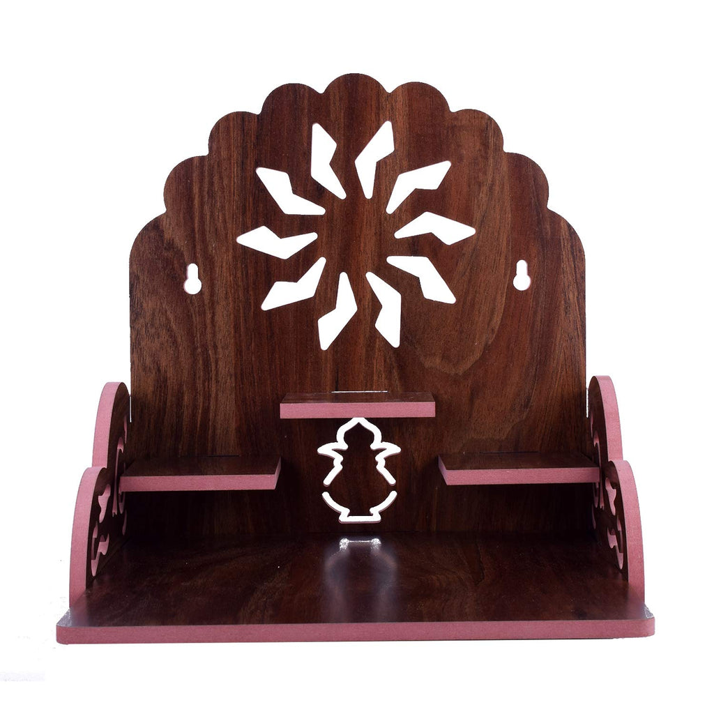 Lyrics Creation Fully Handmade Beautiful Wooden Home and Office Temple/Pooja Mandir(28 x 28 x 26 cm) (Dark Brown 3)