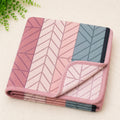 Bright Décor Kids Cotton Summer Blanket - Single Layer Blush Leaf Geometry Print | Ultra Soft Lightweight & Breathable AC Blanket for Babies (0–5 Years) Travel Friendly Toddler Blanket | 35x55 inches Kafalo