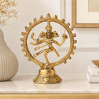 ARTVARKO Brass Lord Shiva Nataraja Idol 5 Inch | Premium Dancing Shiva Murti for Home Temple, Mandir & Puja | Traditional Religious Brass Sculpture for Home Décor & Gift