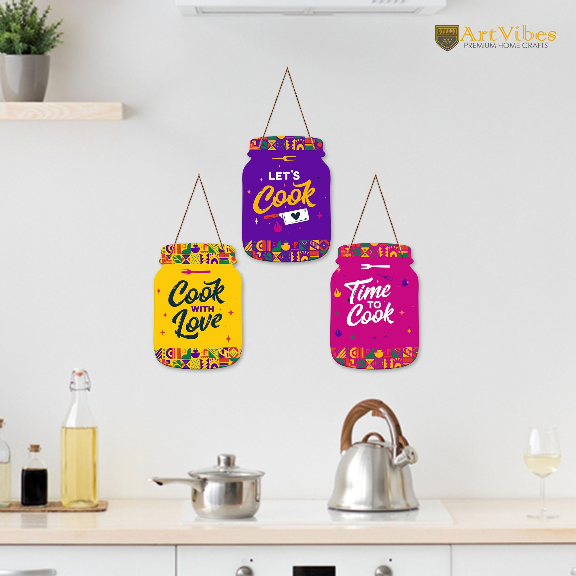 Artvibes Time To Cook Quote Decorative Wall Hanging Decoration item for Kitchen | Home Decor | House Warming Gifts | Kitchen Quotes Decor Item | Wall Decoration (WH_8910NN)