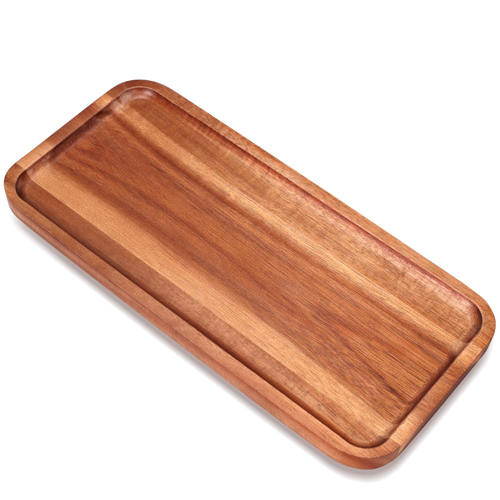 Acacia Wood Platter Small 12X5.5 Charcuterie Boards Long Rectangle Decorative Trays Home Decor Cheese Board Wooden Serving Platters for Cookie, Snack, Dessert, Food Dish Cake Appetizer Plates