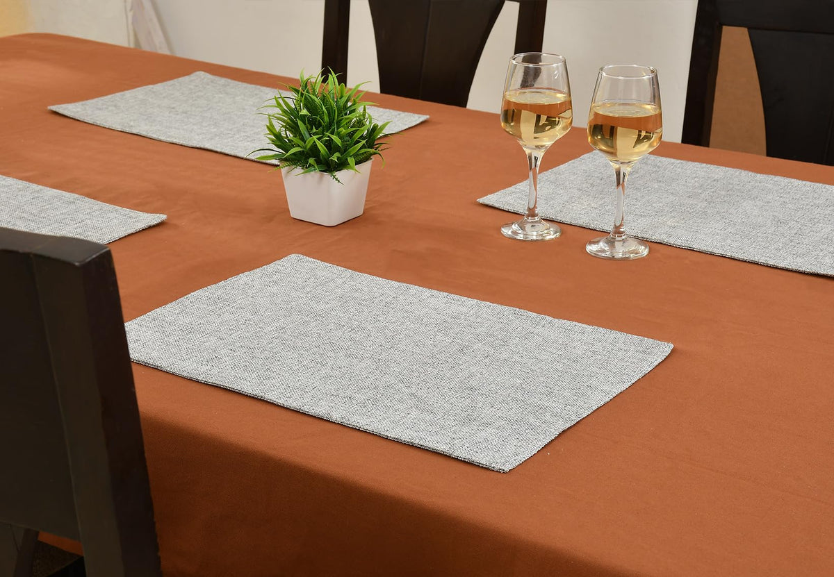 Yellow Weaves Jute Texture Table Mats/Placemat 4 Pieces (Silver, 32 X 47 CM) Kafalo