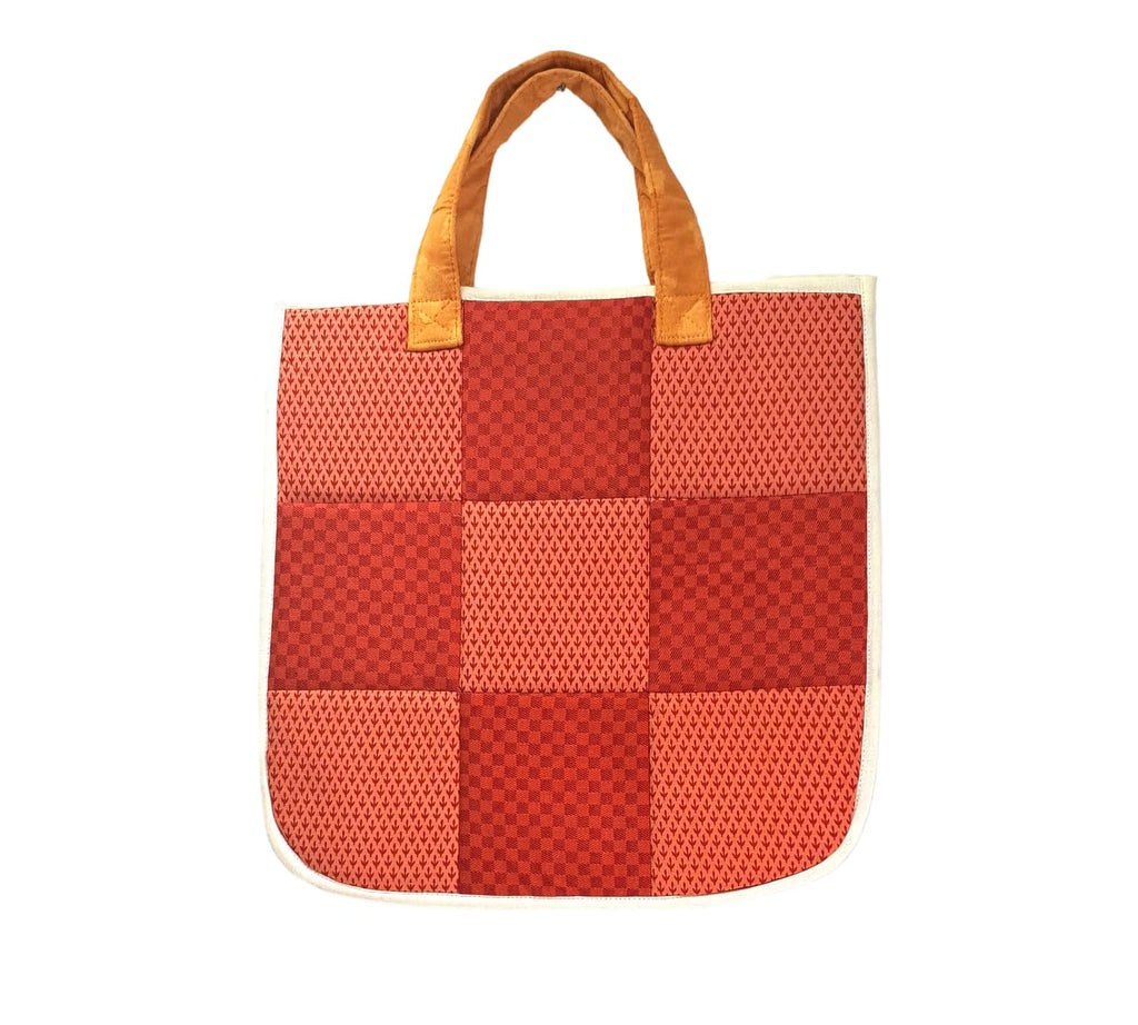 Shop Karishma Women's Reusable Shopping/Grocery Classic Tote Bag With Pocket Shoulder Cotton Handbag Travel Bag Multi-Purpose (Orange Checks)