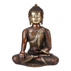 SVARUP Brass Buddha Idol in Bhumisparsha Mudra Statue Tibetan Buddhist Décor Height 12 Inch Weight 6 Kg Color Bronze