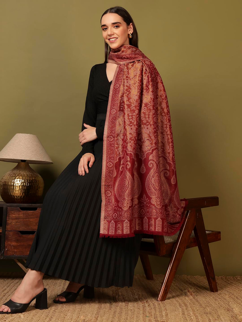 Pashmoda Women Hunar Zari Kaani Fine Wool Shawl (Size: 40x80in, 101x203cm) ZSS08