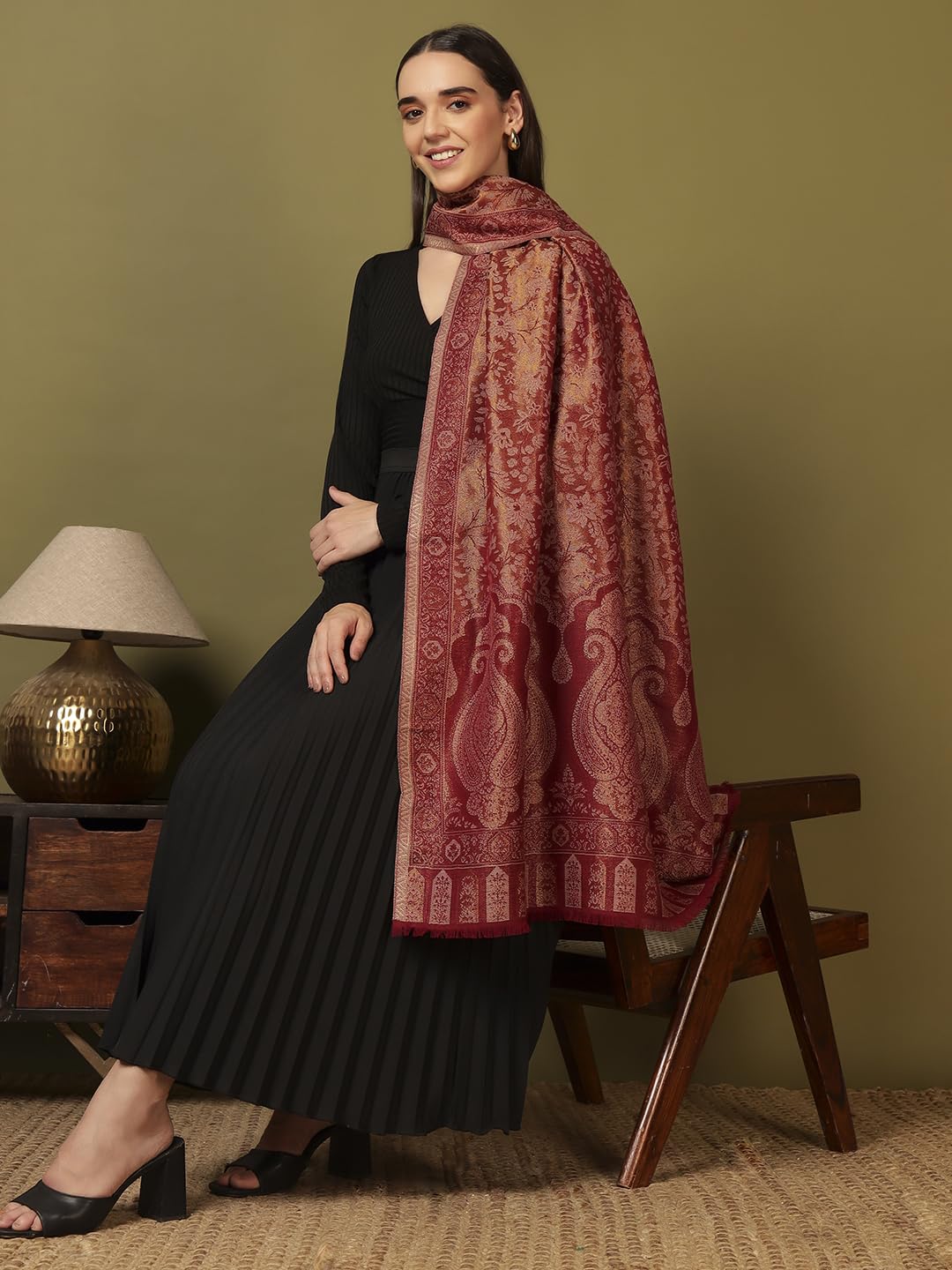 Pashmoda Women Hunar Zari Kaani Fine Wool Shawl (Size: 40x80in, 101x203cm) ZSS08