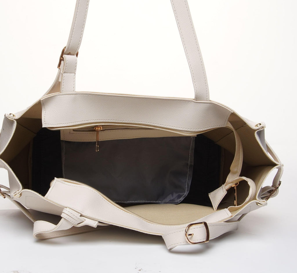 Carrylux Women's Soft PU Tote Bag | Large Single Compartment Shoulder Handbag with Adjustable Strap | Office, College & Casual (Cream)