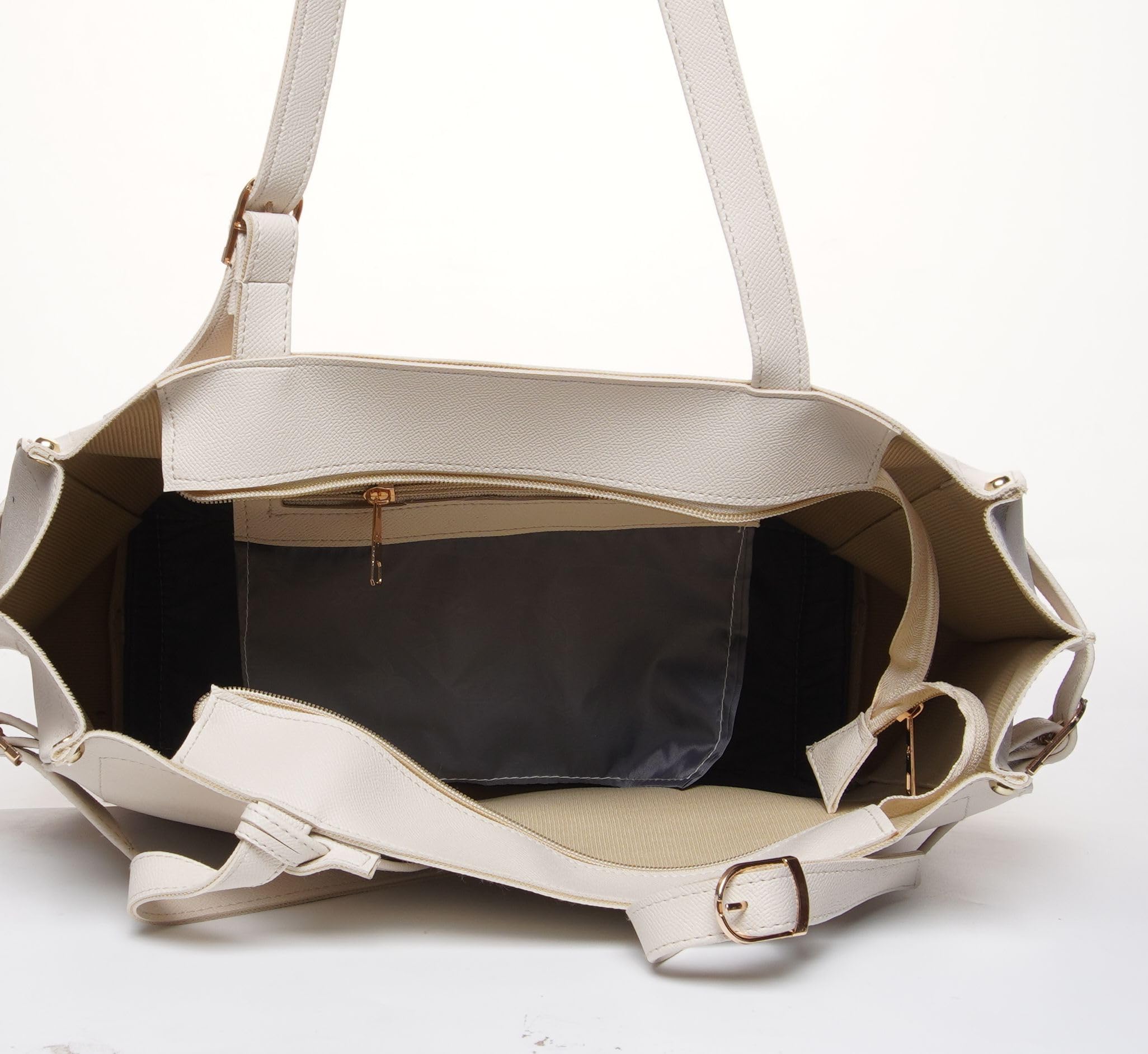 Carrylux Women's Soft PU Tote Bag | Large Single Compartment Shoulder Handbag with Adjustable Strap | Office, College & Casual (Cream)