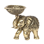 Svarup Ethnic Brass Elephant Diya Oil Lamp Hathi Trunk Up Deepak Showpiece Decor Gift Diwali