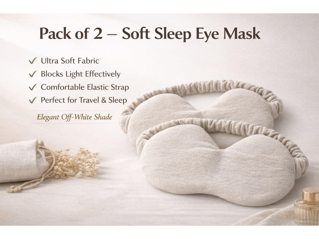 Amfs Store Velvet Neck Pillow with Eye Mask & Ear Buds, 3 in 1 Combo Pack (Multicolored) Pack of 1