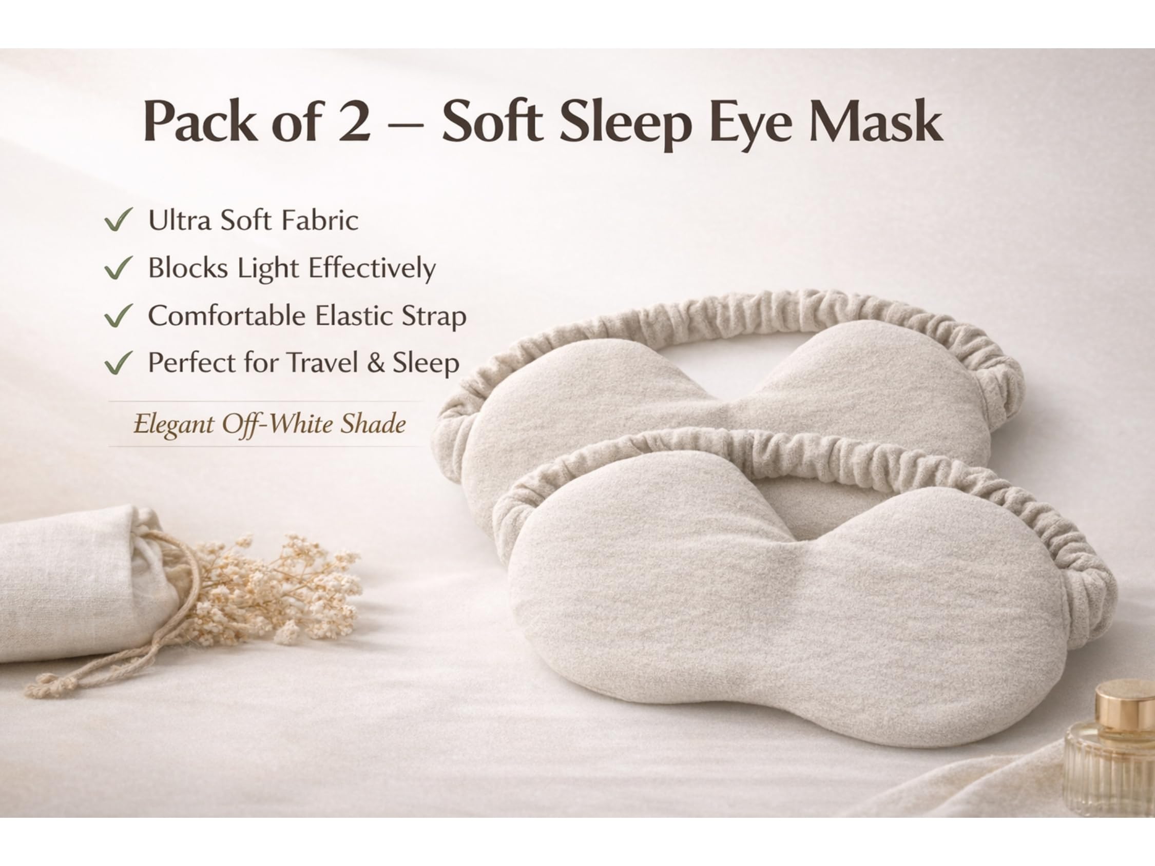Amfs Store Velvet Neck Pillow with Eye Mask & Ear Buds, 3 in 1 Combo Pack (Multicolored) Pack of 1