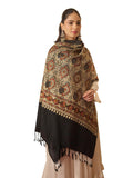 Pashmoda Women Ornate Harmony Fine Wool Nalki Embroidered Stole (Size : 28x80in, 71X203cm) EMST03