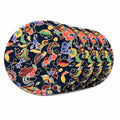 Premium Round Cotton Dining Table Mats Set of 4 | Washable Heat Resistant Food Mat | Circular Dining Table Hot Plate Mats & Coaster for Hot Utensil (14-inch, Printed Floral/Blue) Kafalo