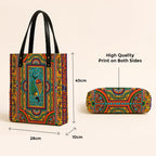 Kalankit Classic Tote Bag For Women | Canvas Printed Totes For Women | Aesthetic Shoulder College Bag For Girls | Vegan Leather Lightweight Everyday Bag | Gift for Woman | Multicolour Mandala