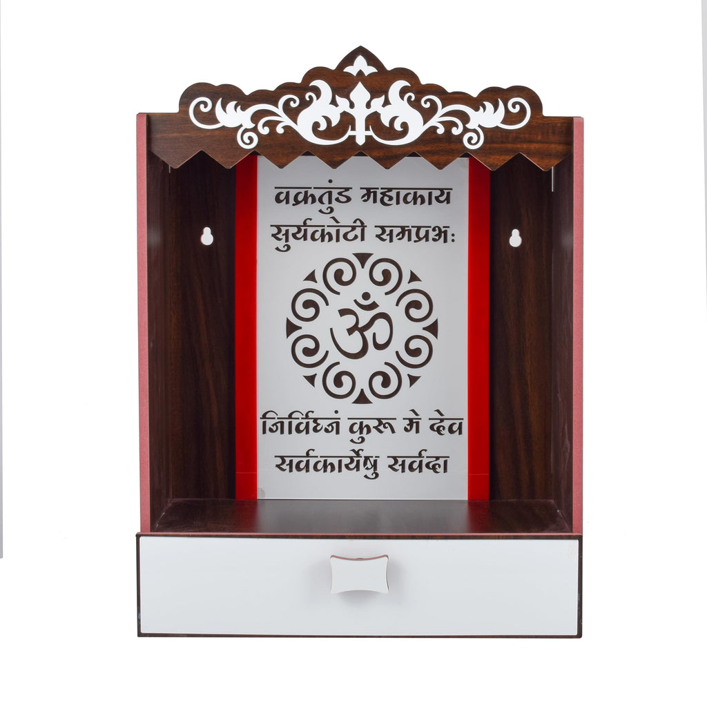 nexat Compact MDF Wooden Door Temple | Mandir for Home Pooja, Office & Festive Decoration (686)